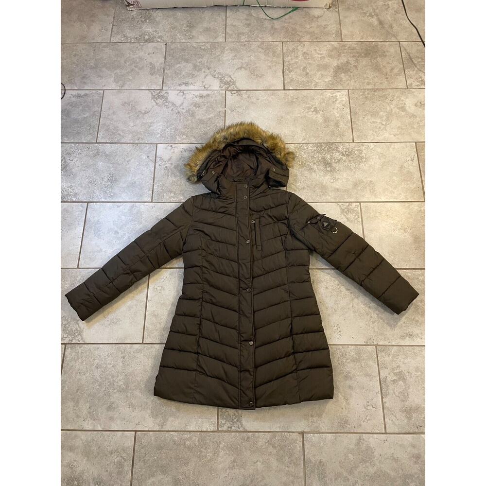 ***SPIRE WARM QUILTED PUFFER COAT WITH FAUX FUR HOOD SIZE XL***
